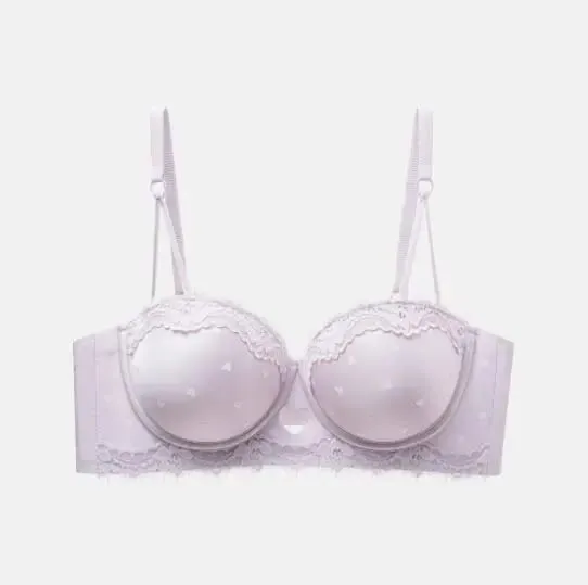 Set Celana Dalam Bra Renda Hati Manis Kawaii Koleksi Samping Payudara Kecil Push Up Pakaian Dalam Wanita Nyaman Anti Kendur Lingerie Ukuran 32-38 — image 8