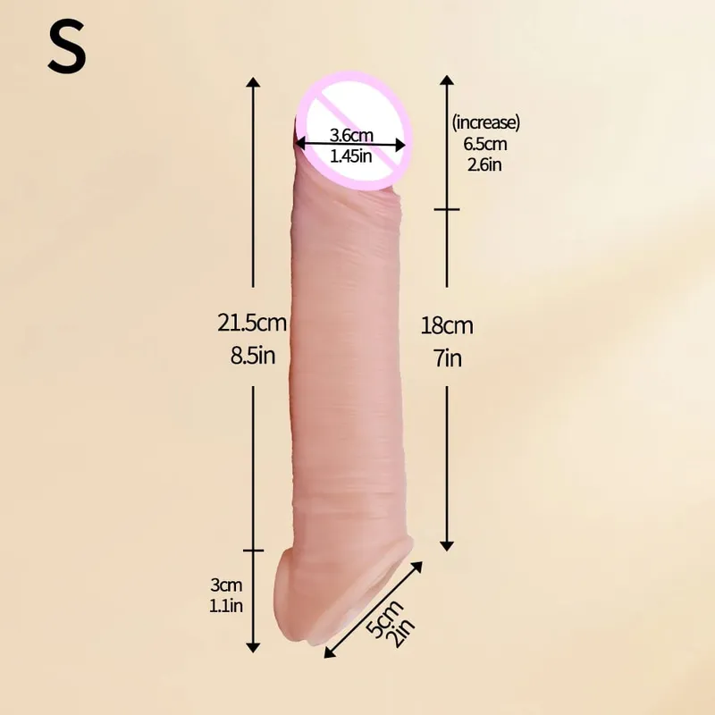 Sarung Silikon Tipis Lengan Penis Dapat Digunakan Kembali Realistis dengan Cincin Anti Jepret Pemanjang Pembesaran Ayam untuk Pria Menunda Ejakulasi