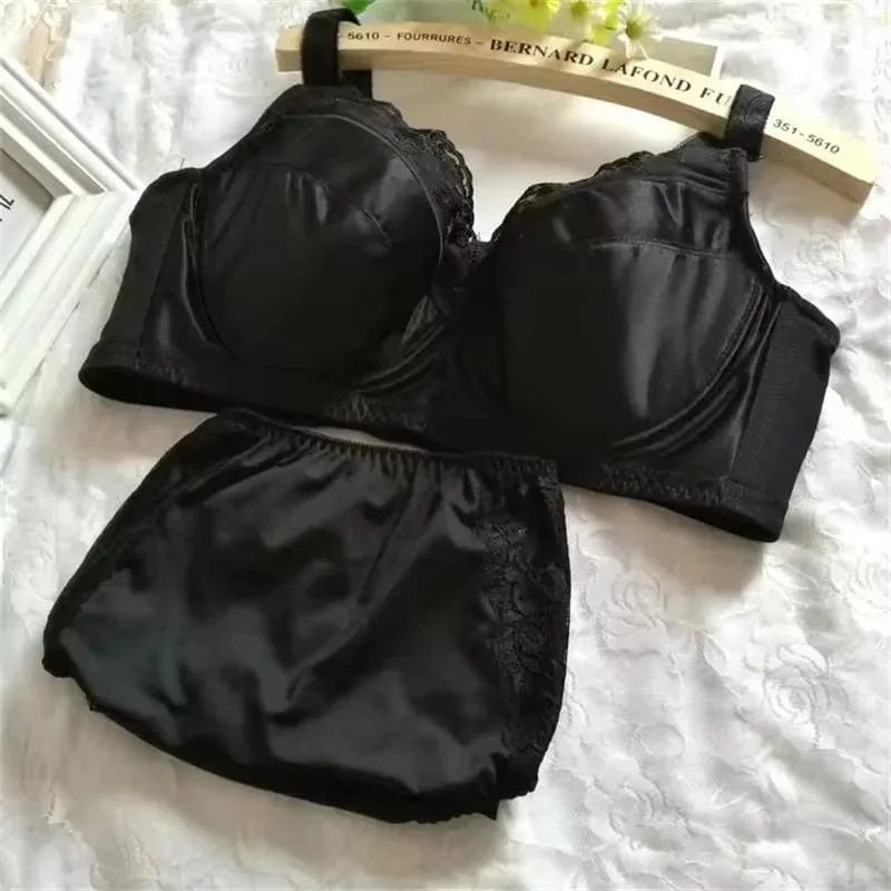 Conjunto de sutiã plus size lingerie feminina b c d e f g h copo roupa interior feminina calcinha briefs 34 36 38 40 42 44