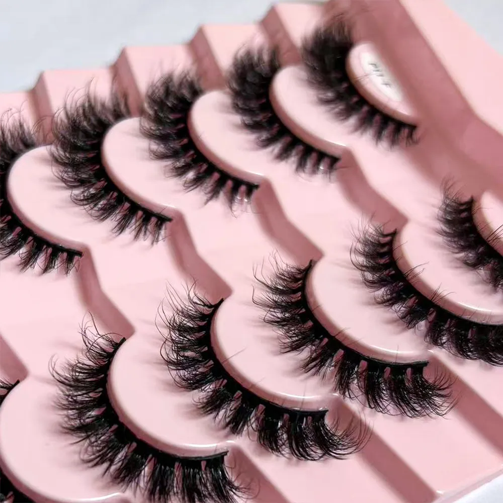 Classic 3D Volume Faux Mink Lashes Natural Look Fluffy False Eyelashes Wispy Cat Eye Lashes Fluffy 3D Mink Lashes