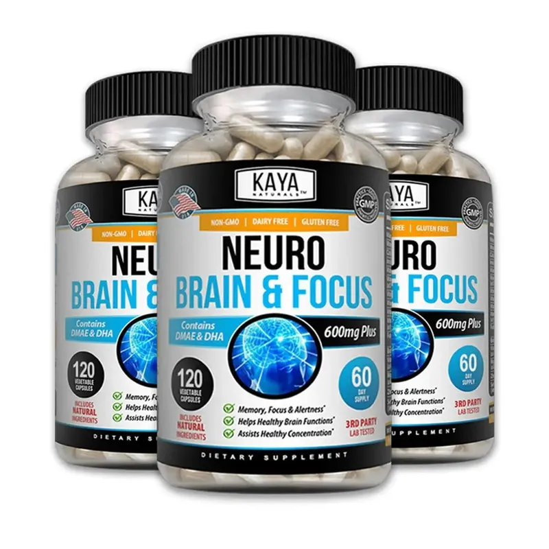 Nootropic Brain Booster Capsules - Vitaminer Minneskoncentration Klarhet & kognitiv prestationsstöd Stresslindring — image 10