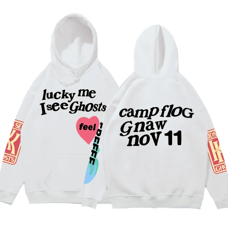 Graffiti Letter Printed Loose Hooded Kanye Sweatshirts Men Oversized Fleece Luck Me I See Ghosts Hoodie Unisex Pullover Hoody — image 15