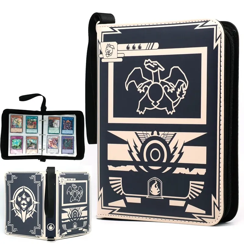 400PCS Card Album Binder Sleeves with Zipper PTCG Yugioh TCG 4-Pocket Trading Card Collection Card Holder Toys Gift — image 8