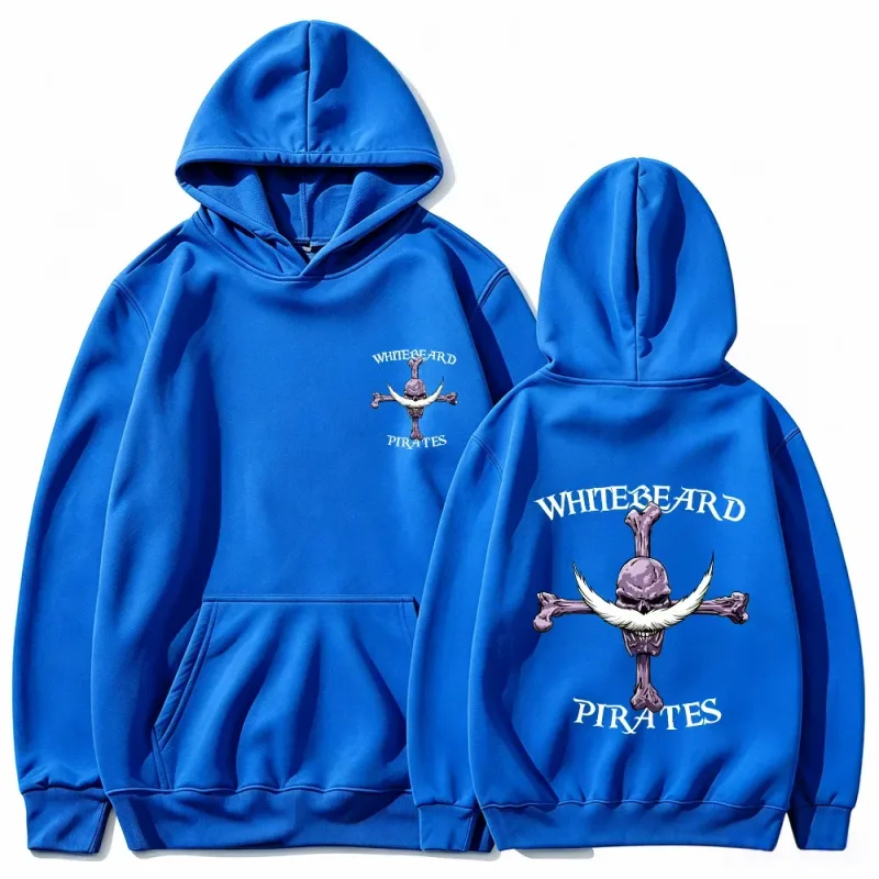 One Piece Whitebeard Pirates Hoodie, Print Pullover Sweatshirt, Whitebeard Jolly Roger Anime Grafische Streetwear Top met capuchon