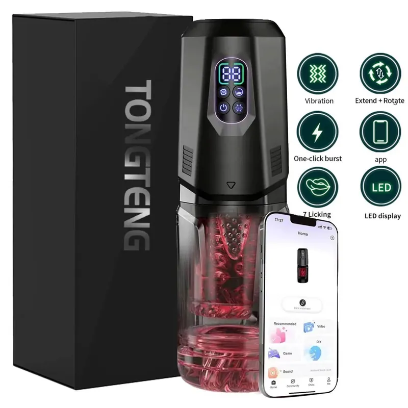 Adult Toys Automatic Masturbator Stroker with 7 Thrusting Rotating 7 Licking Vibrating Modes Hands-Free Sex Machine Pocket Pussy