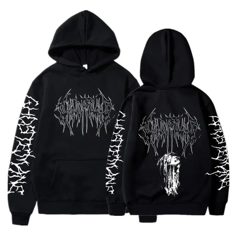 Ghostemane dubbelzijdig print hoodie herenmode hiphop metal rock hoodies gothic oversized sweatshirt trainingspak streetwear