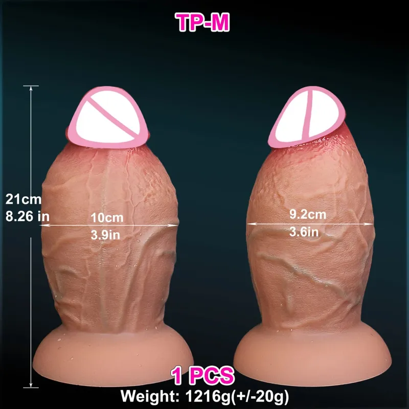 Realistické měkké hnědé tlusté dildo 3 velikosti obrovský falešný penis dvojitý silikonový kohout žena muž masturbace přísavka anální sexuální hračky — image 8
