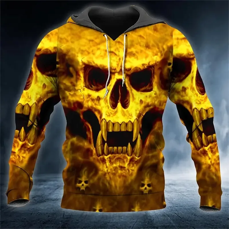 Männer Schädel 3D Gedruckt Hoodie, Halloween Horror Grafik Kapuzenpullover, Gothic Casual Streetwear Pullover Tops Männer Kleidung