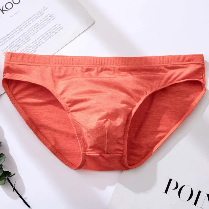 Men's Sexy Brief Ice Silk Elastic Quick Dry Cool Feel Underwear Youth Low-rise U Convex Pouch Sports Panties Comfortable Mankini