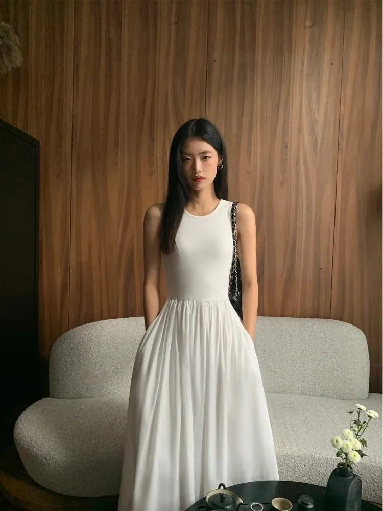 Casual Fashion Slim Clothes Lady Spring Summer Vestido Y2K Women Chic A-Line Midi Dresses Female Bodycon Elegant Black White — image 1