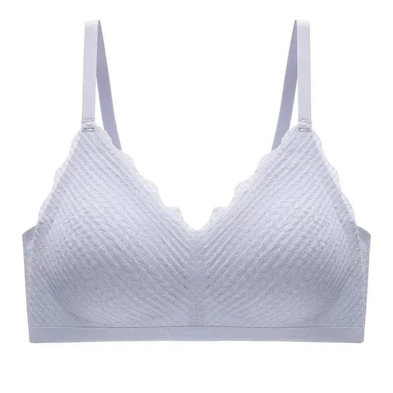 Women Lace Seamless Wireless Bra Thin‑Section Spaghetti Strap Back Non‑Slip Gathered Lingerie For Small Chest — image 8
