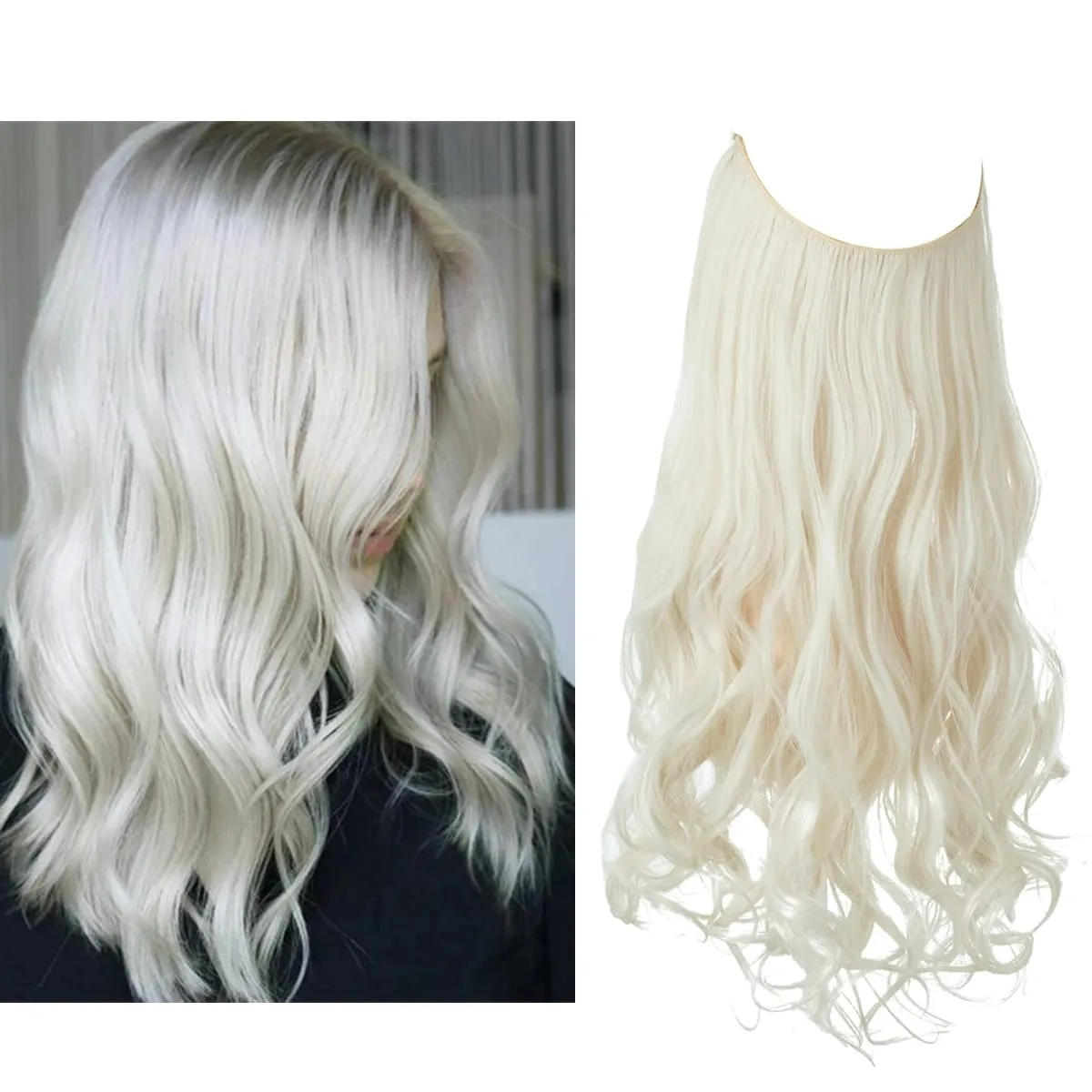 Nice Premium Synthetic Invisible Wire With Clip In Hair Extensions Daily Use Hairpieces Long Brown Natural Wavy Fake Hair piece