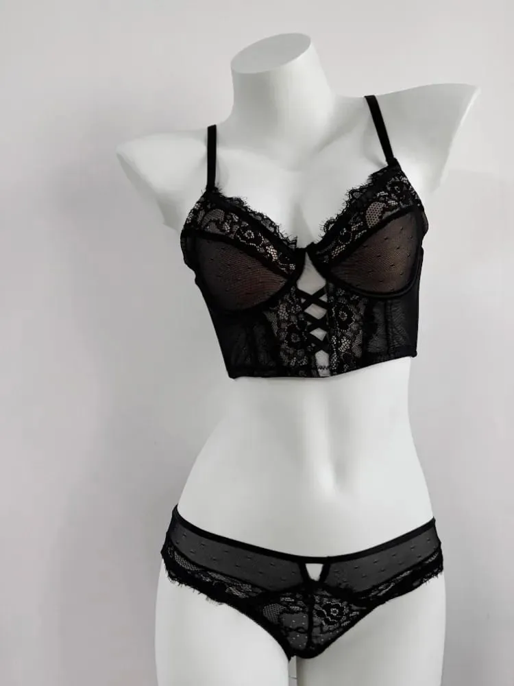 Luxury Fishbone Lace Bra Set for Small Chest | Anti-Sag Soft Underwire Push Up | Tuck Side Fat Enhancer | Sexy Tushy G & Panty