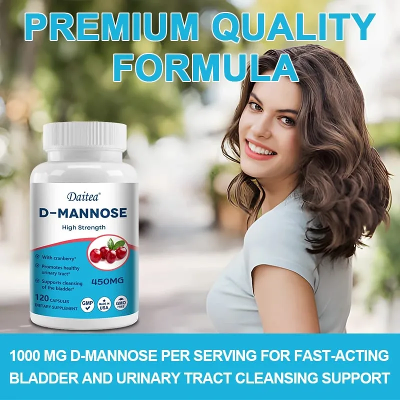 D-Mannose Capsules - with 1000mg Cranberry Extract - Cleanses Detoxifies Supports Urinary Tract Health