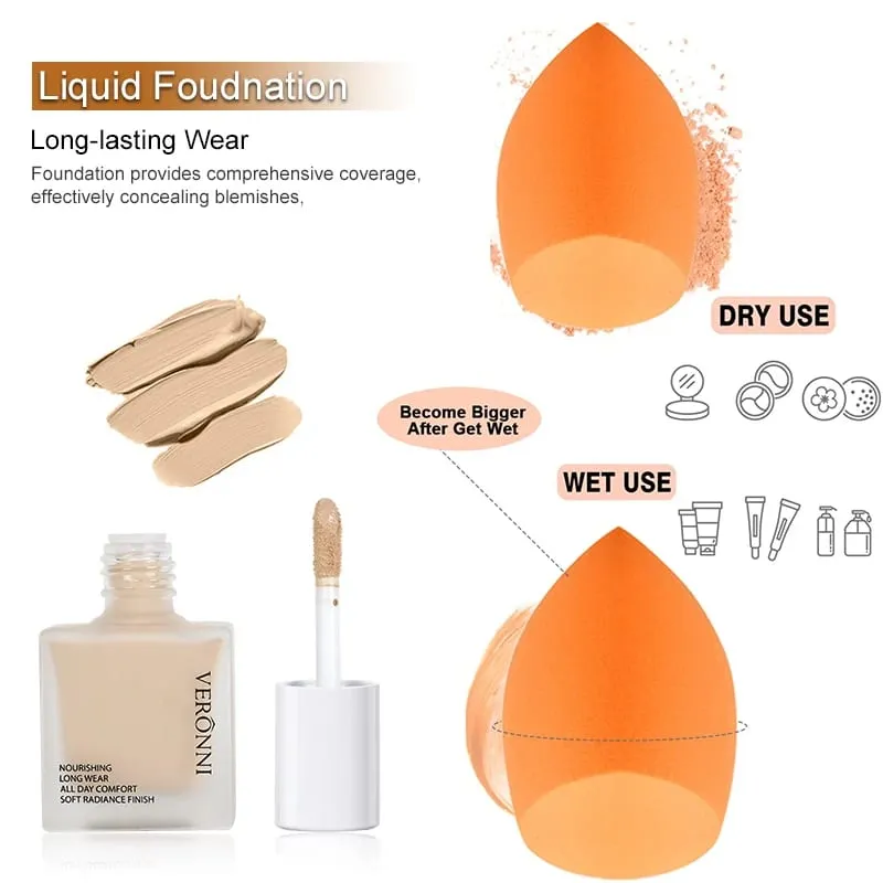 Face Makeup Set Liquid Foundation Loose Powder Primer Waterproof Long-lasting Full Coverage Concealer Women Cosmetics FaceMakeup