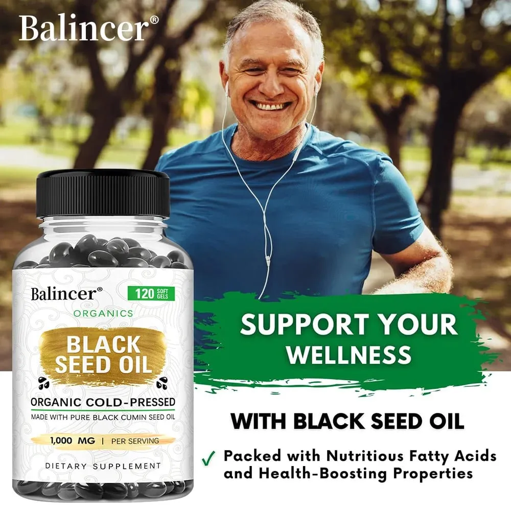 Organic Black Cumin Seed Oil 1000 mg - Immune Support Promotes Hair Growth Provides Nutritive Antioxidants Non-GMO Supplement — image 3