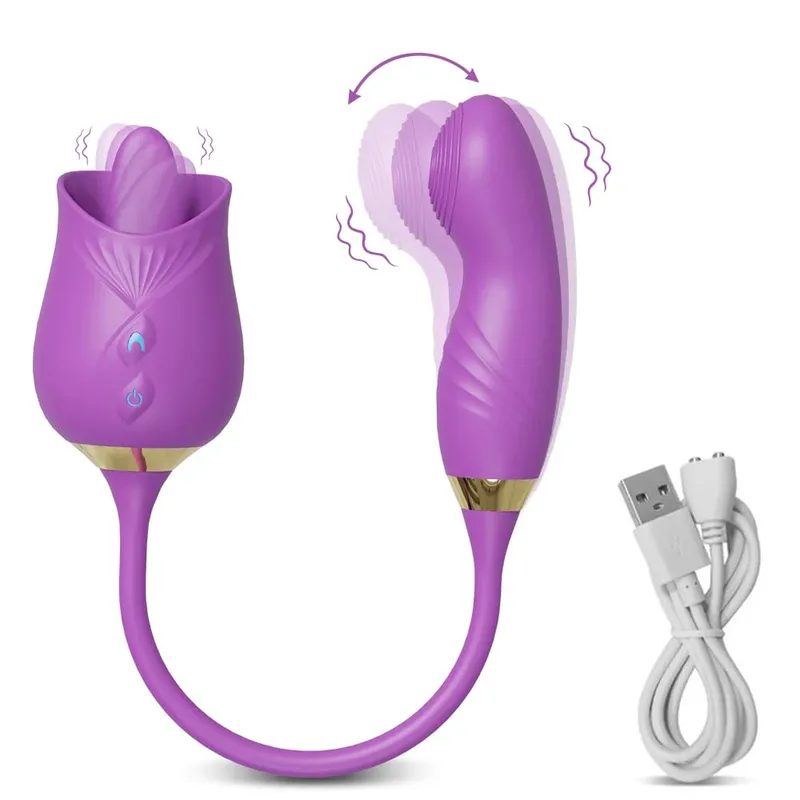 Rose-Sucking Thrusting Dildo Vibrator for Women Nipple Clit Stimulator Vibrating Egg Tongue Licking Clitoris Sucker Sex Toys