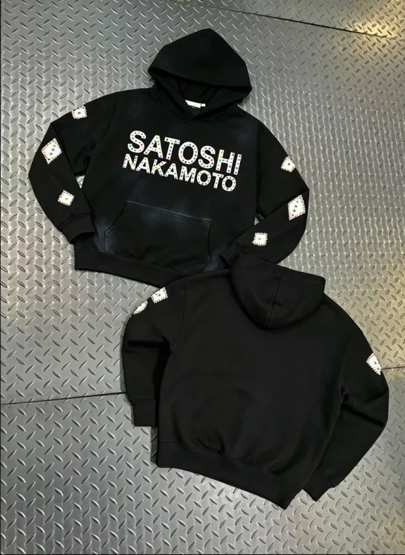 Street Casual SATOSHI Hoodies Pullover Embossed Pattern Embroidery Turtle Shell Design Washed Hooded Men Women Loose Sweatshirts