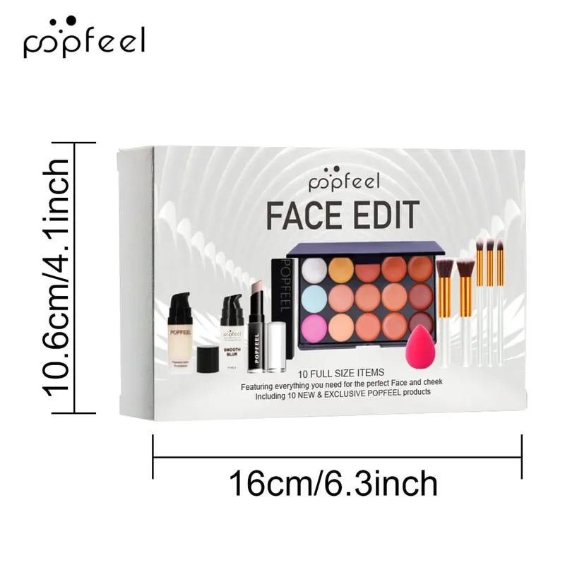 10-Piece Face Makeup Set - Beginner-Friendly Foundation Concealer & Brush Combo - Complete Face Makeup Kit for Flawless
