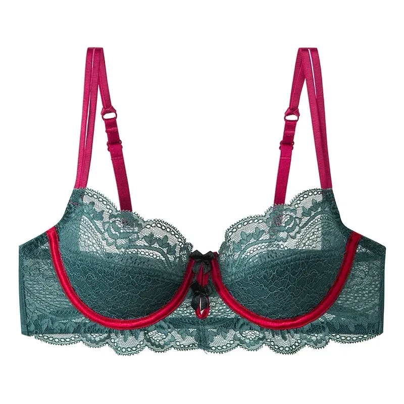 Trendy Lace Minimizer Lingerie Set DE Cup Large Bust Large Size Thin Cup Underwire Anti Sagging Comfy No Show Women Underwear