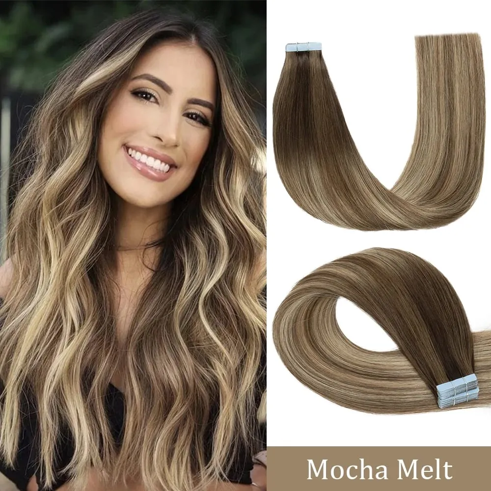Newly Women Long Human Hair Extension Tape Ins Natural Tape In Hair Extensions Human Hair Gorgeous Seamless Weft Adhesive Hair