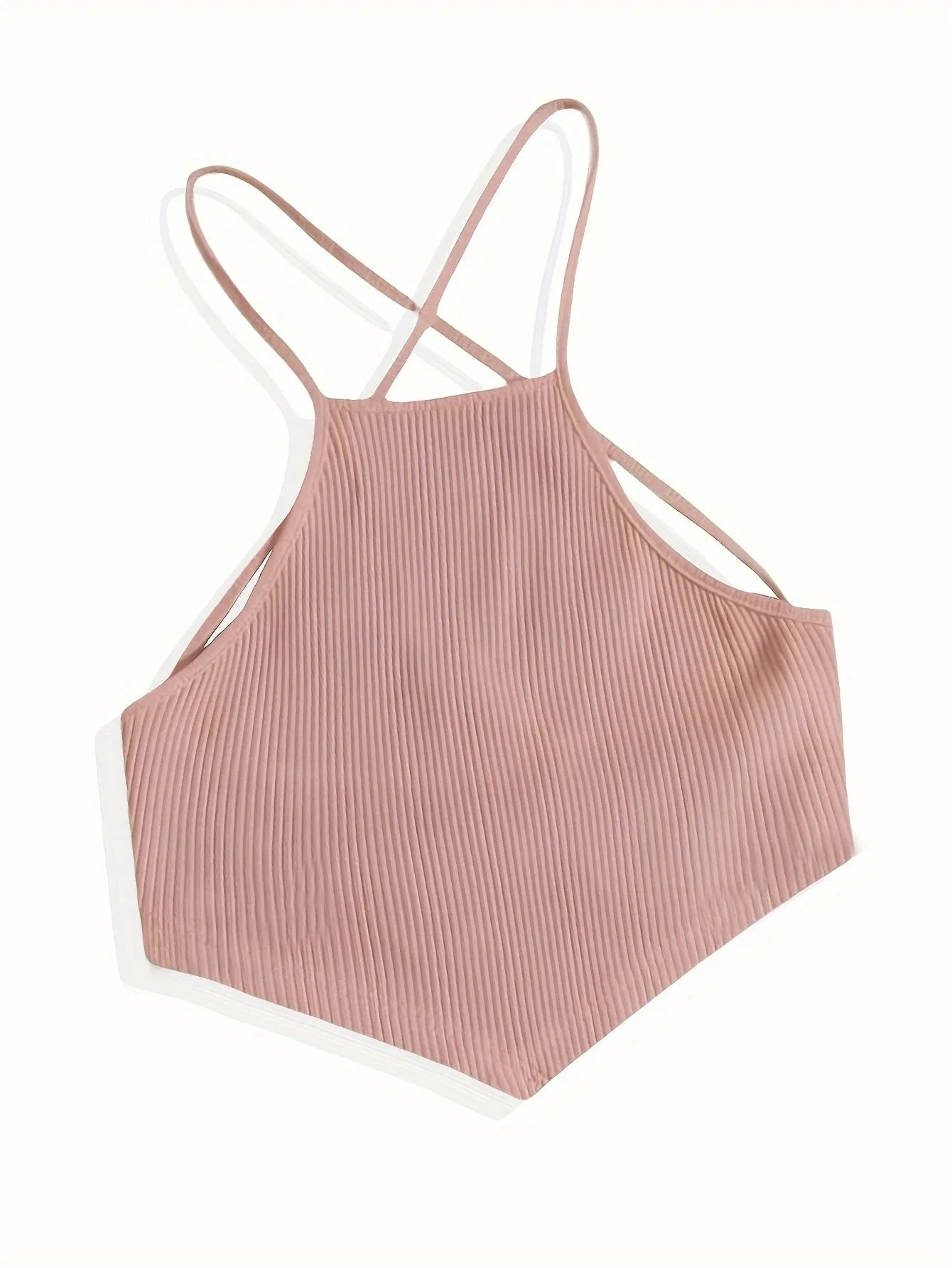 Elegant Cotton Knit Slingback Top with Crisscross Back Tie - Chic Comfy t& Season Versatile