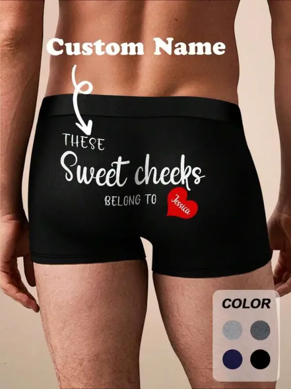 Custom Name Boxers for Men Personalized Cotton Boxer Briefs with Name on Back Gift for Him Husband Boyfriend Birthday Valentine
