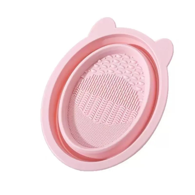 Cute Ear‑Shaped Collapsible Silicone Makeup Brush Cleaning Bowl Foldable Washing Bowl for Makeup Brushes Beauty Blender Portable