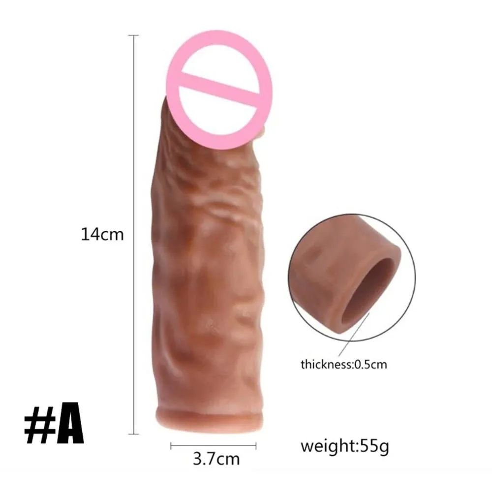 Realistico Estensione Del Pene Del Manicotto Del Rubinetto Riutilizzabile In Silicone Ingrandimento Del Pene Preservativi di Ritardo per Gli Uomini Dildo Enhancer Giocattoli Del Sesso Negozio Erotico