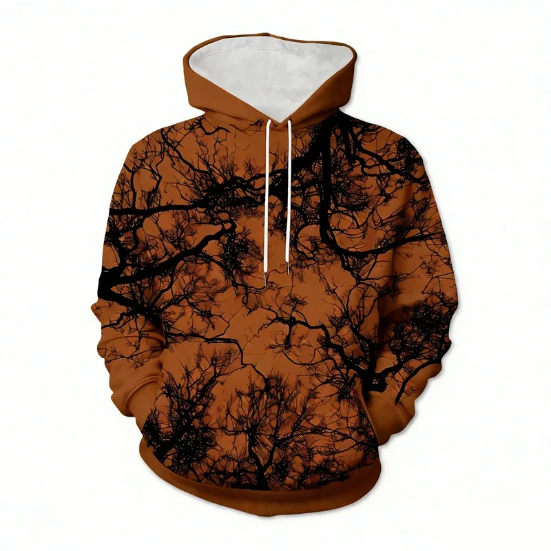 Multi Color 3d Printed Tree Hoodies Men Clothes Plants Pattern Sweatshirts Tops Outdoor Street Long Sleeve Pullover Hoodie