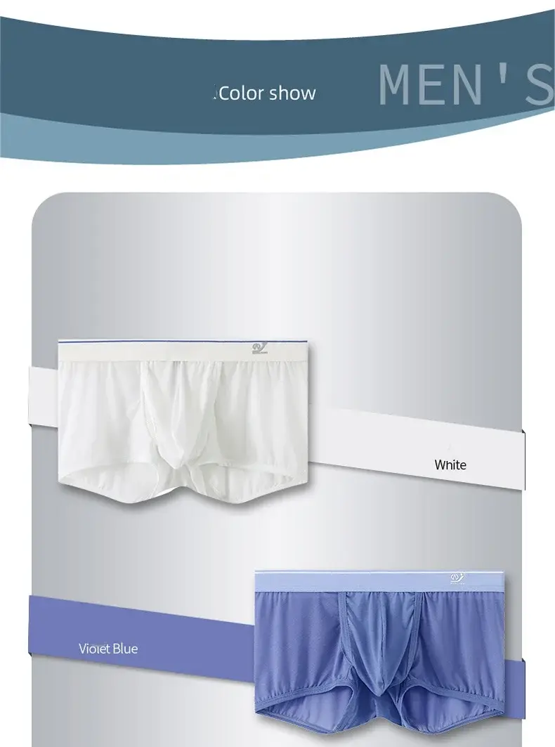 1 PCS Ice Silk Space Capsule Underwear Men's Compartment Solid Summer Breathable Ultra-thin Boxers Shorts Transparentes Hombre