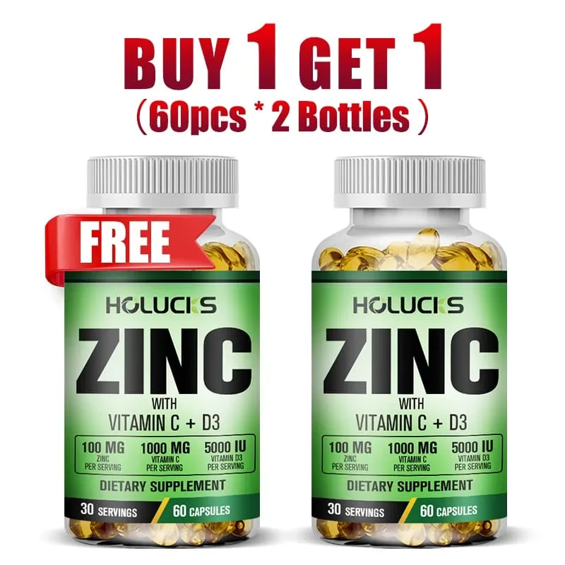 Buy 2 Get 2 Free! Zinc Capsules Support Strong Immunity & Overall Vitality Respiratory Health & Strong Bones Antioxidant