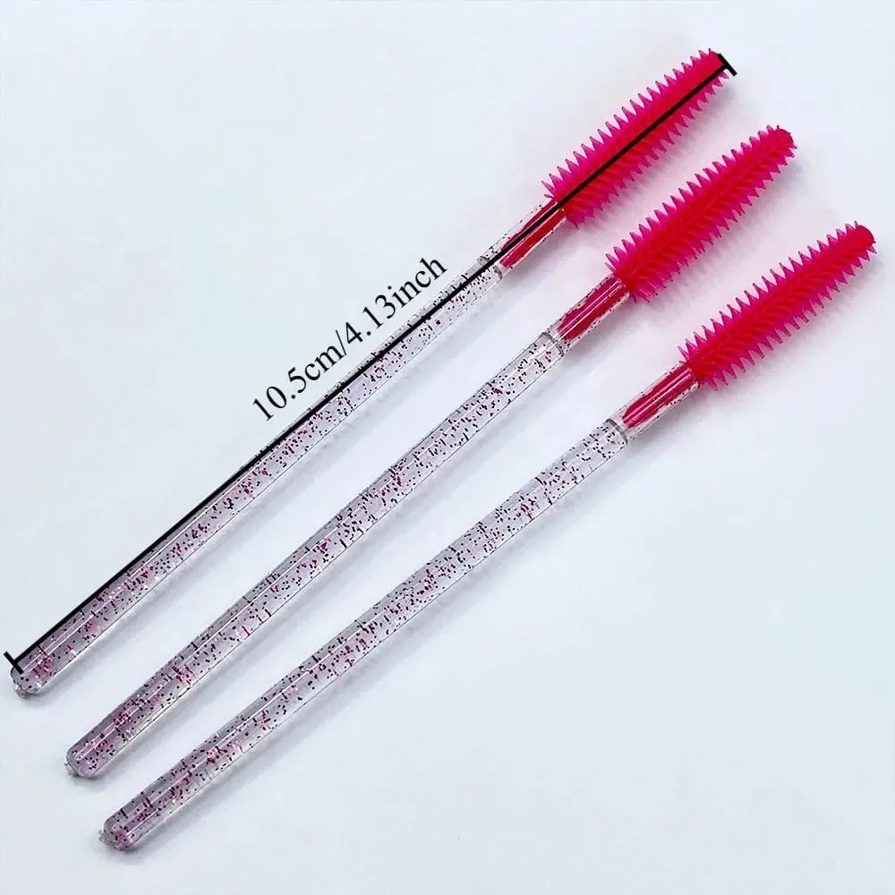 50/100 Pcs Silicone Crystal Mascara Wands Disposable Diamond Eyelash Brushes Comb Beauty Makeup Brush Tools for Women