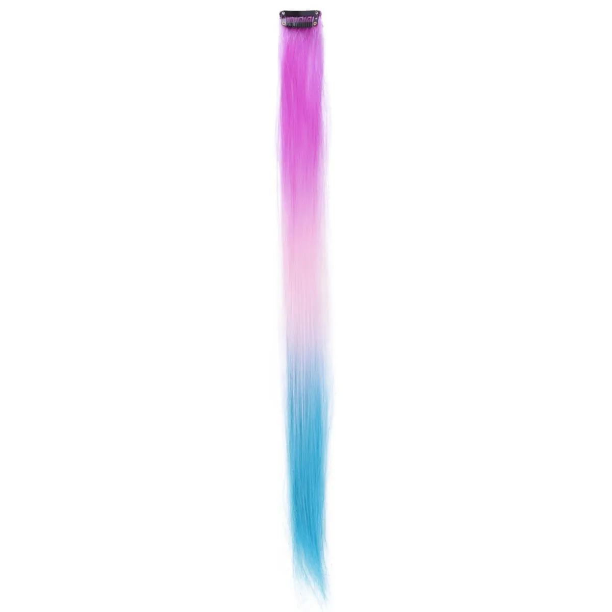 1Pcs Gradient Color Clip in Hair Extensions Party Highlights Wig Synthetic Straight Hairpiece for Girls Kids Christmas Party Use