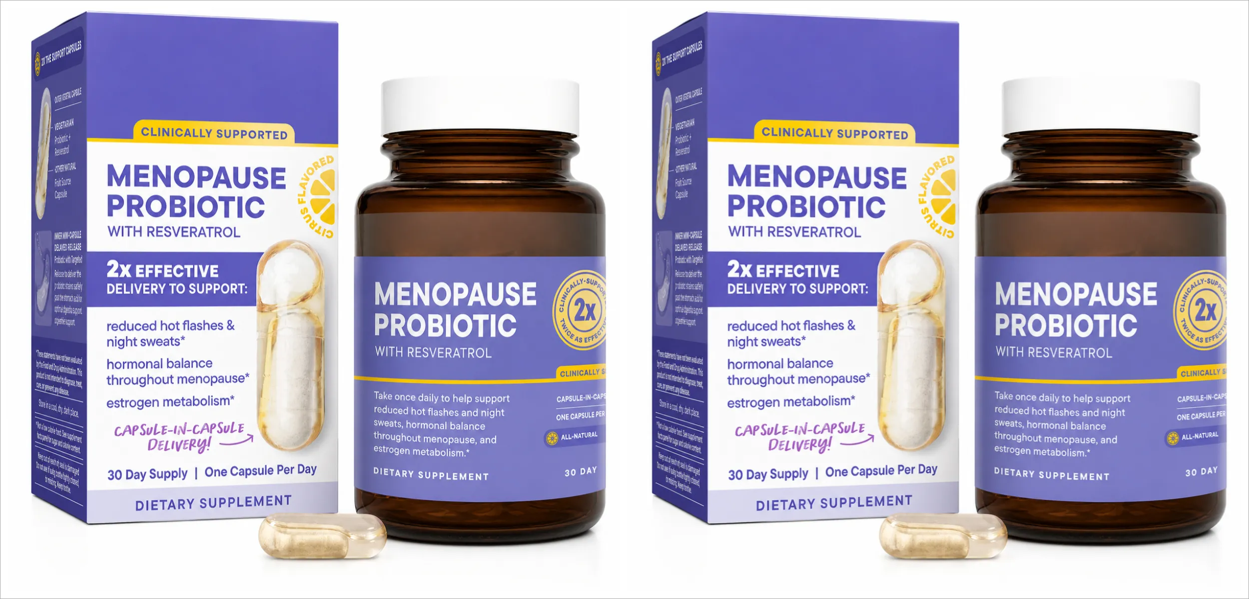 Menopause Probiotics for Women Hormonal Balance Hot Flashes Night Sweats Gut Health Resveratrol & Omega 30 Capsules