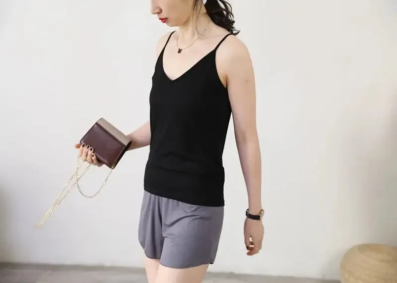 Spaghetti Strap tops Women Halter V Neck Camis Tank Solid color basic sleeveless Camisole Top