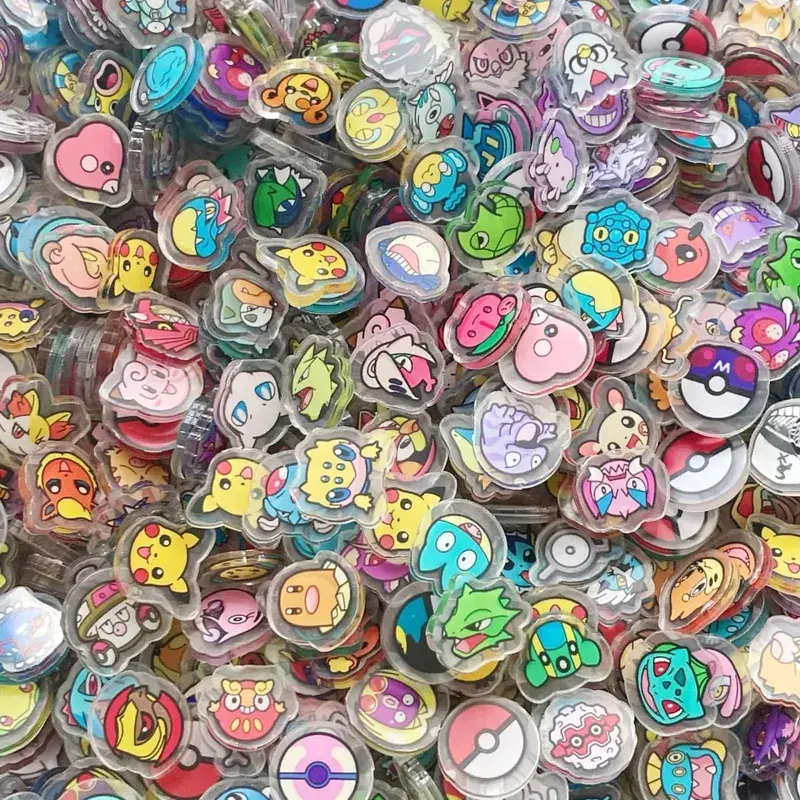 Pokemon Acrylic DIY Dán Cường Lực Kawaii Mặt Dây Chuyền Hình Đặc Biệt Cắt Anime Hoạt Hình In 2 Mặt Móc Khóa Kẹp Tóc Chất Liệu