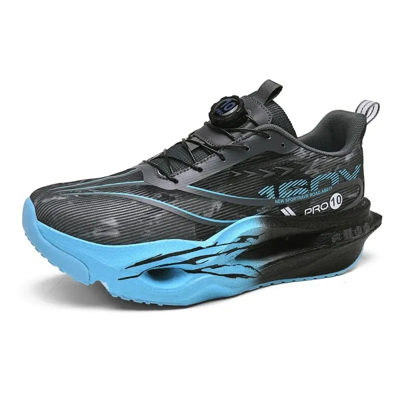 Men Women Carbon Plate Running Shoes Summer Breathable Mesh Racing Sneakers Rotating Buckle Sports Couple Shoes