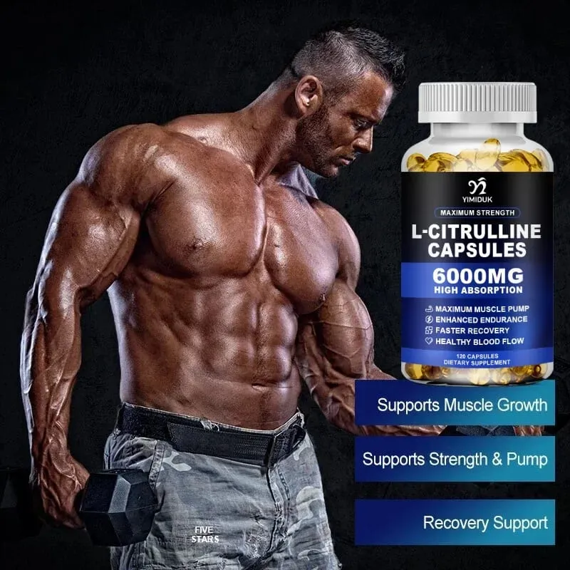 High Strength L-Citrulline Capsules with Gelatin Vitamin E Aid Vasodilation Build Muscle Fullness Quicken Recovery — image 4
