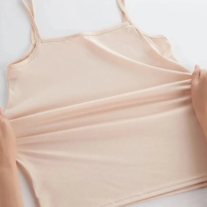Düz Renk Kolsuz Kaşkorse Yelek Rahat Temel Ince Tank Top Tüm Maç Günlük Kadın Yaz Moda streetwear üstleri iç çamaşırı