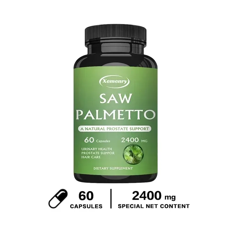 Saw Palmetto Capsules - Prostate Support Prevents Hair Loss Urinary Tract Health Promotes Hair Growth