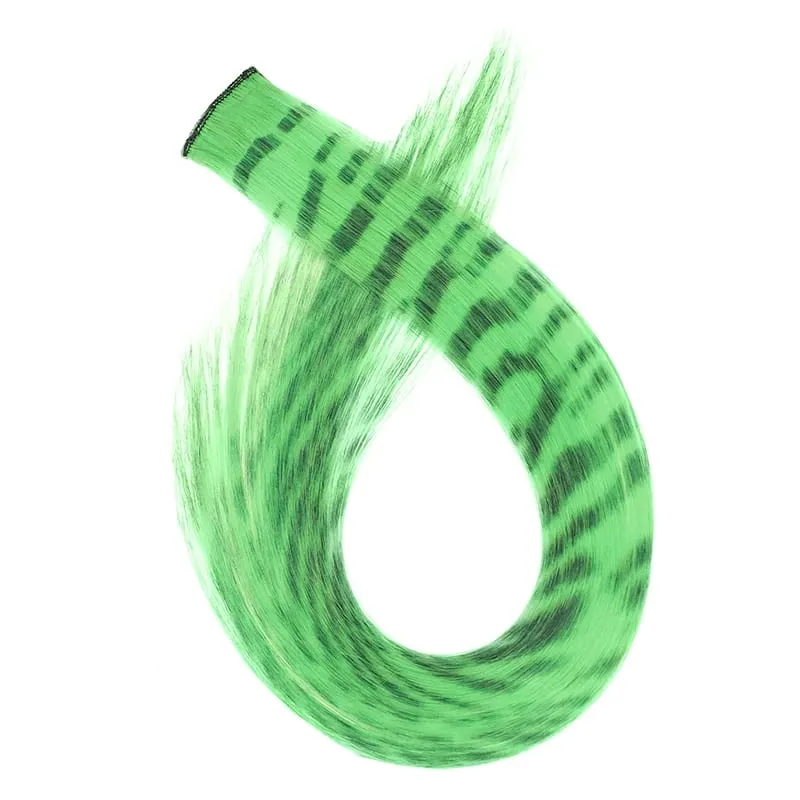 Wig Colored Synthetic Hair Extensions One Card Invisible and Traceless Leopard Print Hanging Ear Dye Long Straight Hair Extensio — image 1