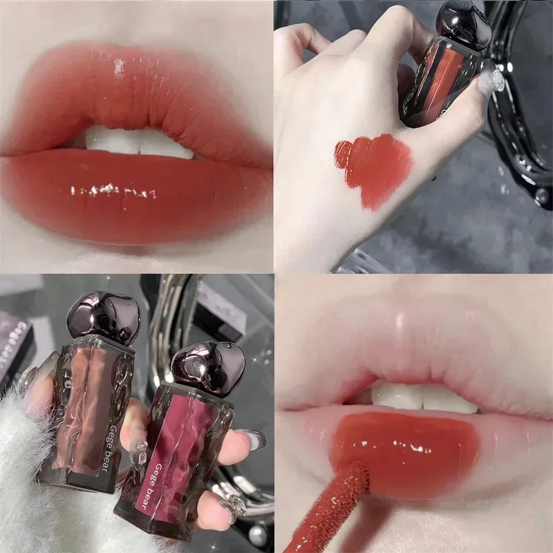 Transparent Water Glossy Orange Lip Gloss Red Mirror Jelly Liquid Lipsticks Moisturizing Long-lasting Lip Tint Stain Cosmetics