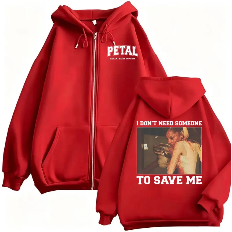 Ariana Grande Petal Core I Don't Need Someone To Save Veste Sweatshirts Manteaux Hommes Femmes Casual Confortable Haute Qualité Zipper Hoodies