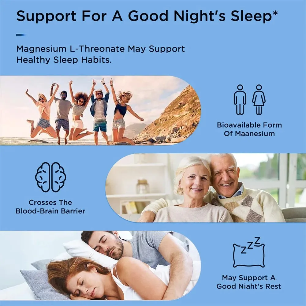 Magnesium L-Threonate - 2000 Mg Supports Memory Focus and Brain Function Supports Quality of Sleep 120 Capsules — image 3