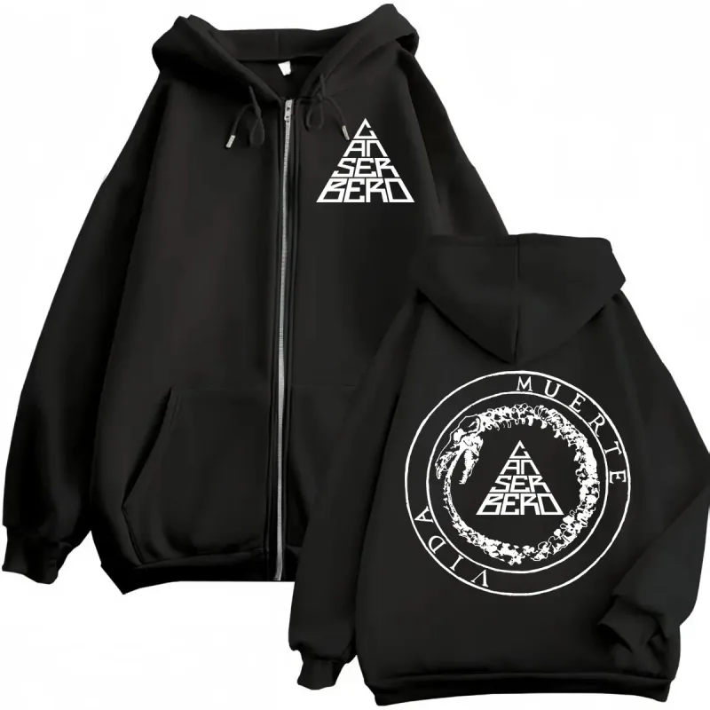 Canserbero Tudo o que precisamos é amor Muerte Vida Merch Zipper Hoodie Moda masculina Hip Hop Zip Up Moletons Casual Pulôveres de lã
