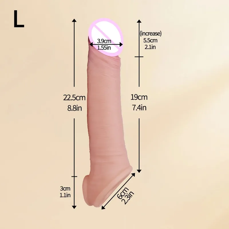 Sarung Silikon Tipis Lengan Penis Dapat Digunakan Kembali Realistis dengan Cincin Anti Jepret Pemanjang Pembesaran Ayam untuk Pria Menunda Ejakulasi