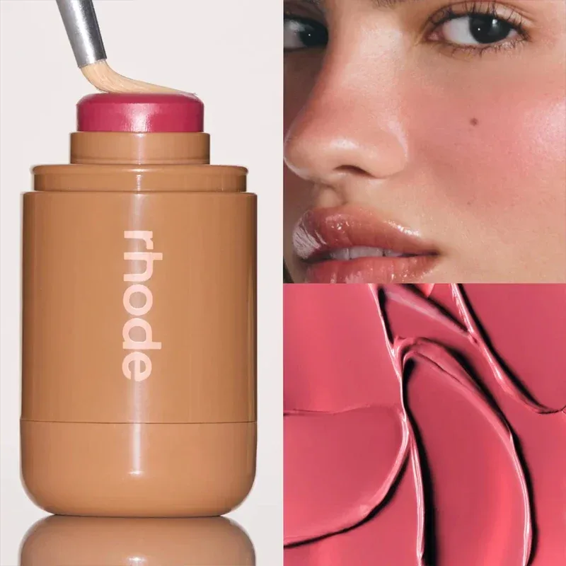 INS Pocket Powder Blusher Stick Lip Cheek Hydrating Stick Natural Rouge Powder Blusher Cream Lipstick Cheek Teacup Candy Color