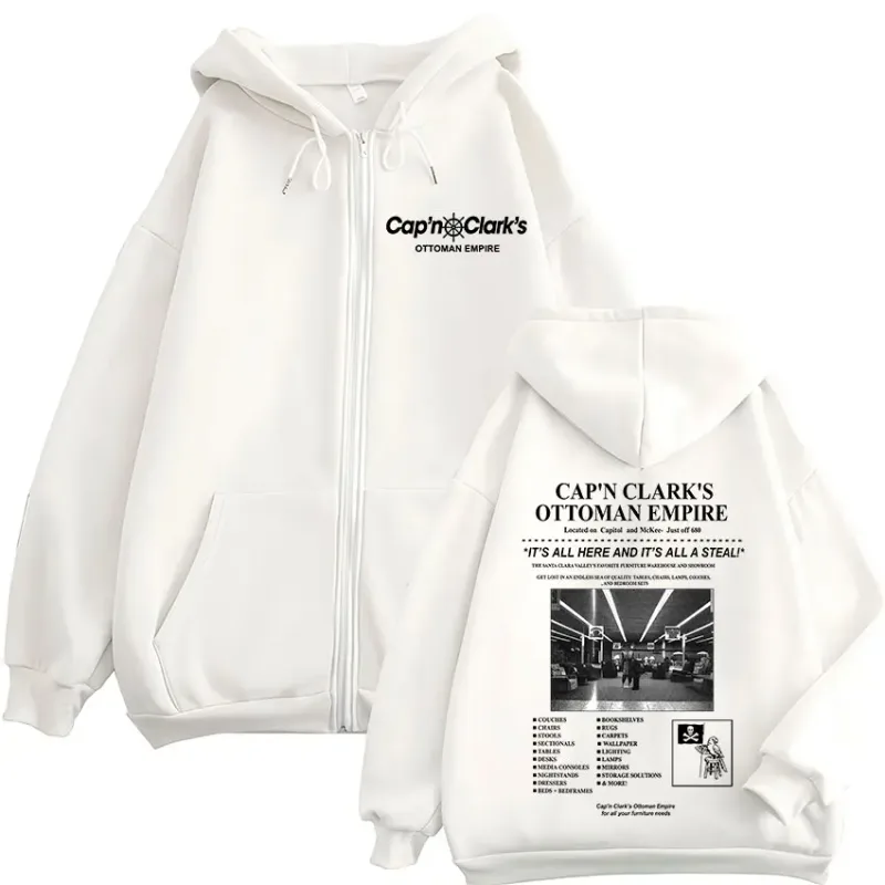 ภาพยนตร์สยองขวัญ Backrooms Cap'n Clark's Ottoman Empire Zipper Hoodies ชายเสื้อผ้าผู้หญิง Zip Up Hooded เสื้อแจ็คเก็ตเสื้อ