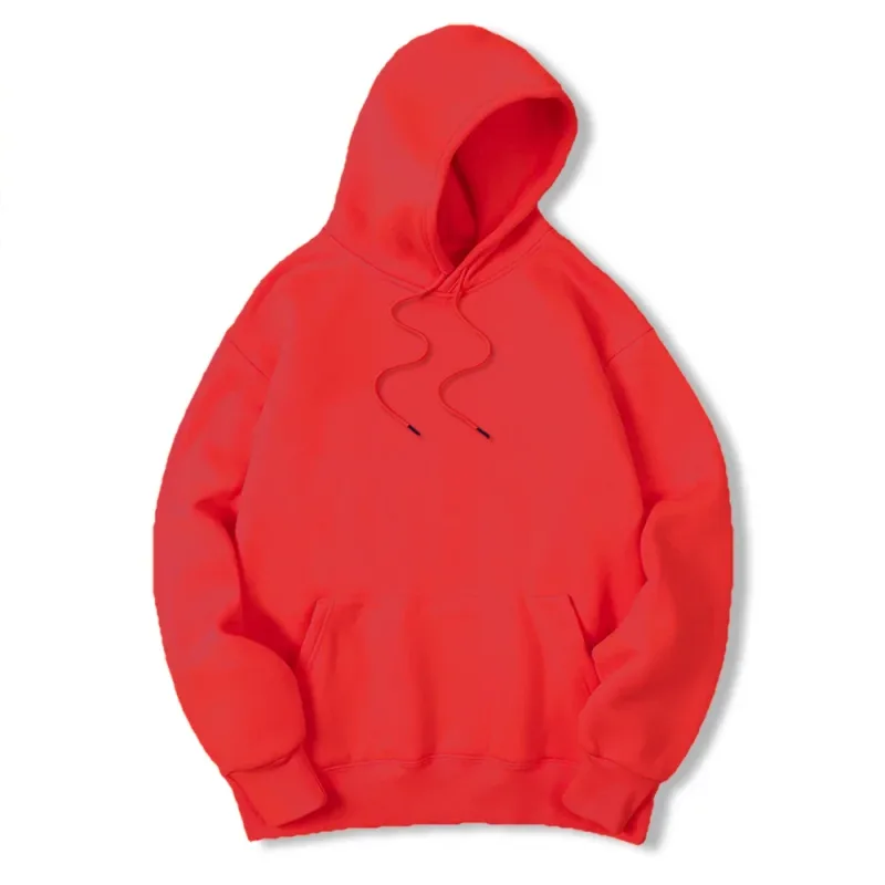 2025 Men's Solid Color Hooded Sweaters Men's Warm Wool Sweater Fashionable Street Clothing Loose Breathable Jersey Brand Hooded